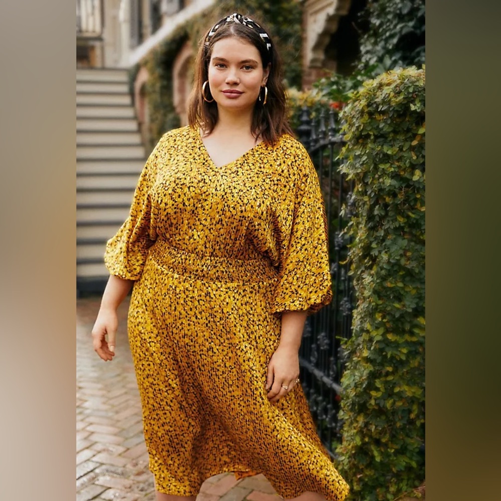 Anthropologie Yellow Marigold Midi Dress